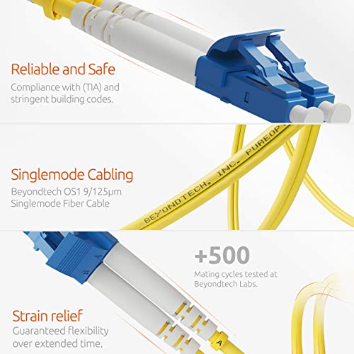 Image of LC to SC Fiber Patch Cable Single Mode Duplex - 5m (16ft) - 9 /125 OS1 - Beyondtech PureOptics Series