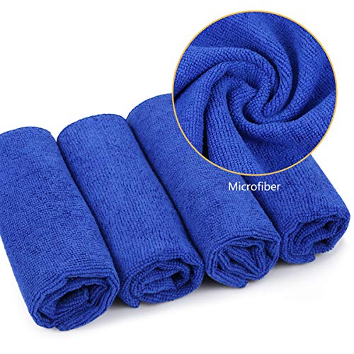 Harapu Cotton Terry Windowpane Table Dish Cloths, 11" X 11" Machine Washable And Ultra Absorbent Kitchen Bar Towels Solid Blue, Pack Of 4 #TOP2