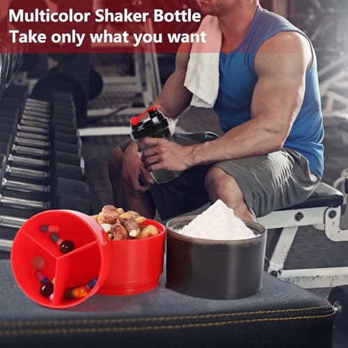 Image of Shaker Bottle,Protein Shaker Bottle, 16 oz GYM Shaker Cup with shaker Ball,Shaker Cups for Protein Shakes, Drink Mixer Bottle with Storage,BAP Free,Leakproof,Red