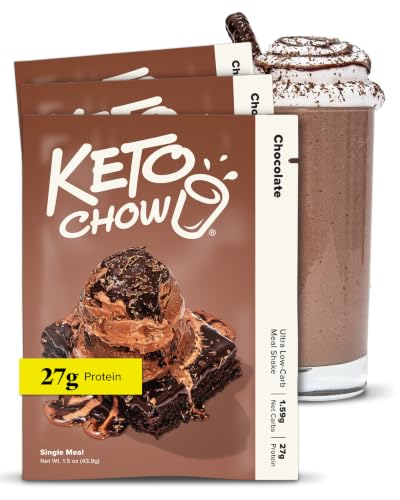 Keto Chow Chocolate Meal Replacement Shake Powder Nutritionally Complete Low Carb Meal High Protein Breakfast or Lunch Replacement Gluten Free Keeps You Full for Hours 3 Meals