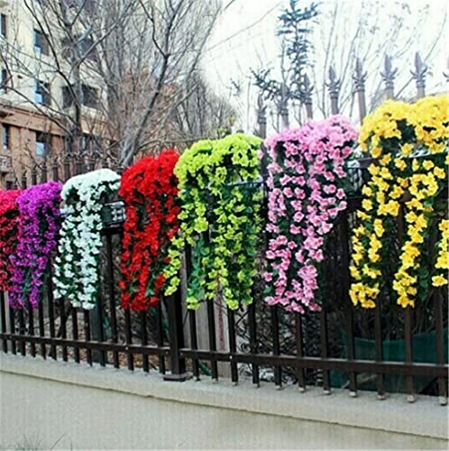 Longluan 2Pack Vivid Artificial Hanging Orchid Bunch, Silk Long Hanging Bush Flowers String, Wall Wisteria Basket Hanging Garland Vine Fake Silk Orchid For Wedding Home Party Decor (Pink) #TOP5