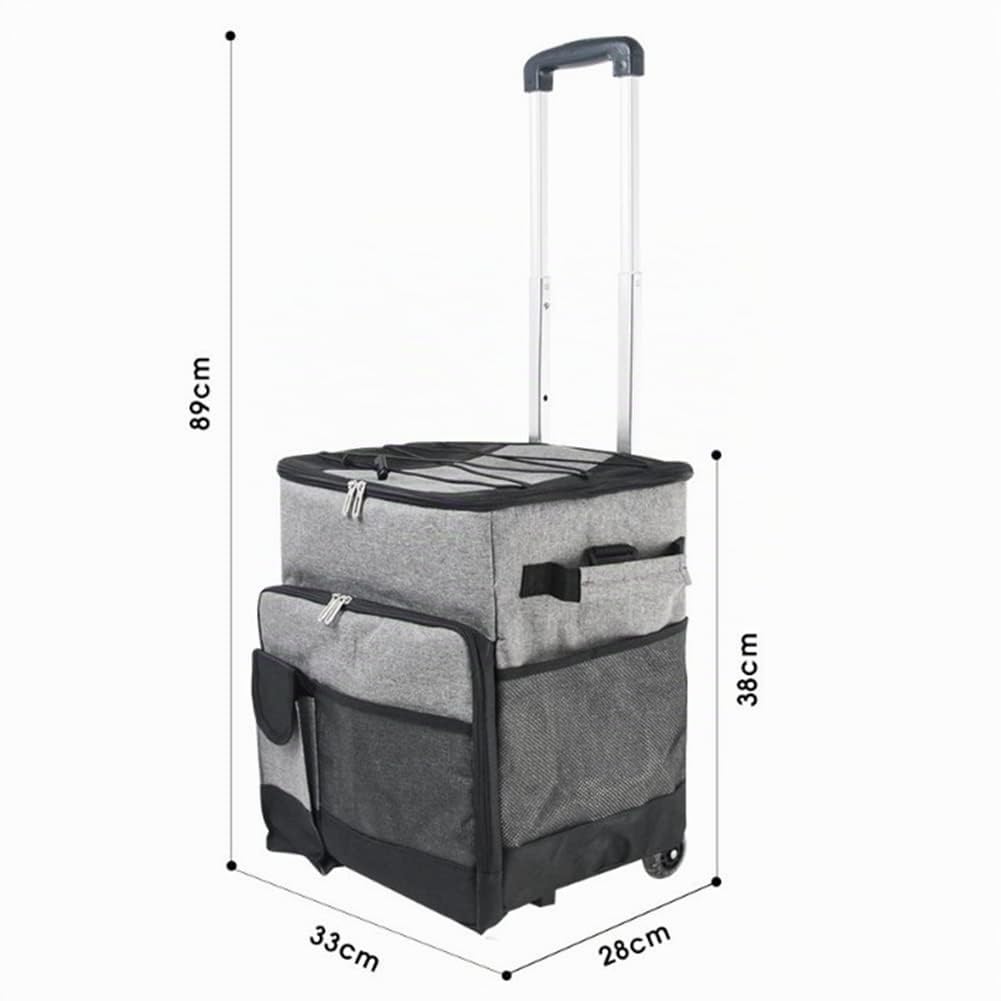 Borsa termica termica pieghevole estesa, scatola isolata con maniglia, dispositivo di raffreddamento portatile per bevande con ruote, borsa termica impermeabile per picnic, campeggio, grigio