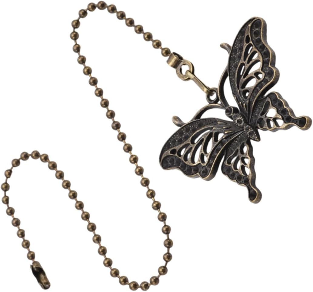Vintage Zinc Alloy Butterfly Pull Chain Extender for Ceiling Fixture Decorative Pendant for Fan Lamp Ceiling Lamp Bathroom Light Pulls Easy Off Extension Chain