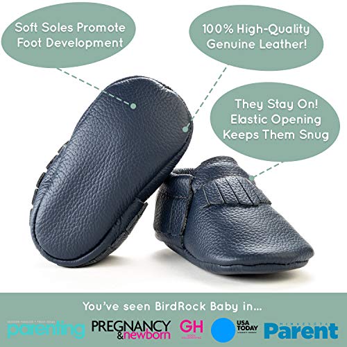 BirdRock Baby Moccasins - 30+ Styles for Boys & Girls! Every Pair Feeds a Child (US 8, Navy Blue)