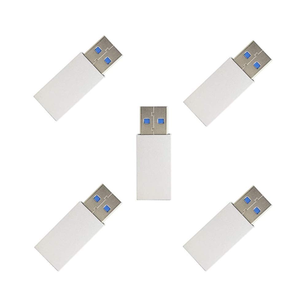 ZMA USB Data Blocker Pack of 5 | Anti-Hacking Antivirus USB Data Blocker for iPhone, Smartphone Data Sync Blockers, Blocks Unwanted Data Transfer - Secure Charging 3rd Gen Data Defender (Silver)