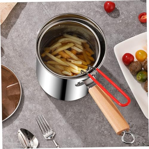 Frittierfitcyer Pot mit Korb und Tong 3L -Griff aus Edelstahl -Chip -Friteuse mit geschmittertem Glasdeck – Bild 4