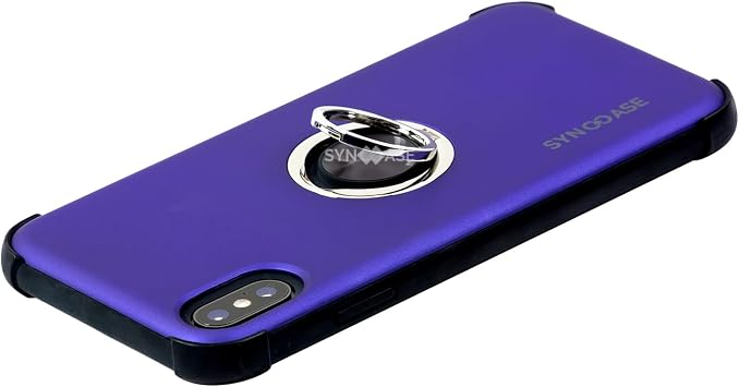 iPhone XR Halka Standlı Mat Kılıf Ring Holder Parmak Destekli Darbe Azaltıcı TPU Koruyucu Kapak Mor