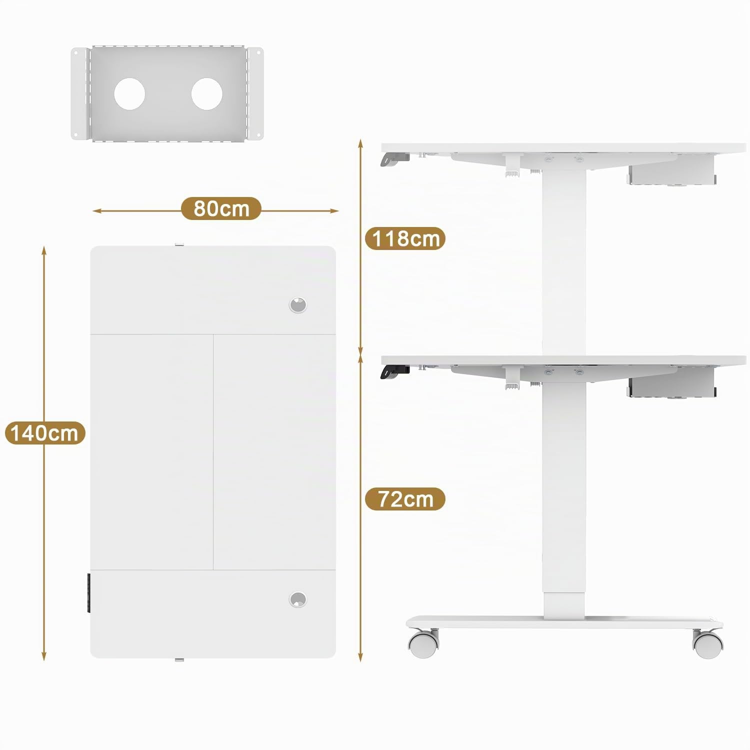 TRIUMPHKEY Escritorio Elevable Eléctrico 140×80cm con Puerto de Carga USB, 3 Alturas de Memoria, Escritorio Regulable en Altura 72-119cm Escritorio para Computadora para Oficina