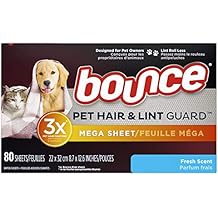 Bounce Pet Hair and Lint Guard Mega Dryer Sheets, Fresh Scent, 80 ct
