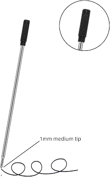4.5'' Compatible Ballpoint Pen Refills 10 Pack, 1.0mm middle point nib delicate, smooth writing interchangeable ink filling (black)