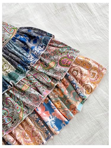 WDIRARA Women's Paisley Floral Boho Ruffle Layered Halter Dress Twist Front Tie Backless A Line Mini Dresses4