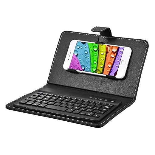 Eboxer Bärbart Bluetooth-tangentbord och fodral med smalt skal med avtagbart tangentbord, konsol, inbyggt stativ håller säkert för 11-15 cm mobiltelefon för iOS/Windows/Android (svart)