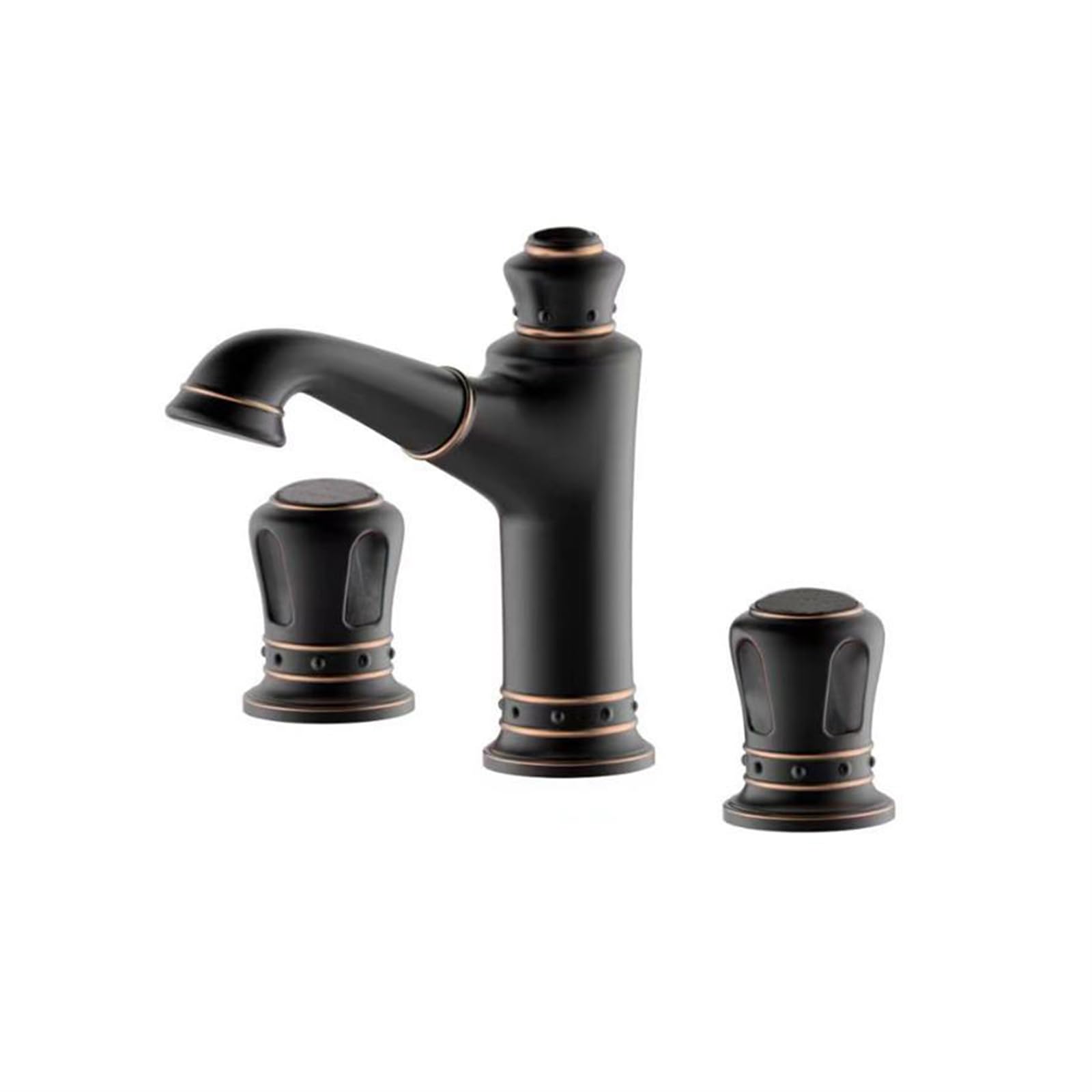ZYCHSJXA 3 Hole Taps for Bathroom Basin Black Retro Double Lever Pull Out Tap Sink with Faucet