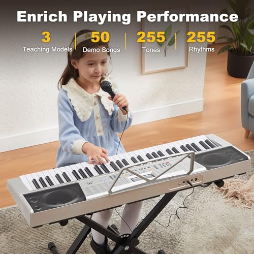 image for MUSTAR 61 Key Piano Keyboard, MEKS-400 Electric Piano Keyboard with Li