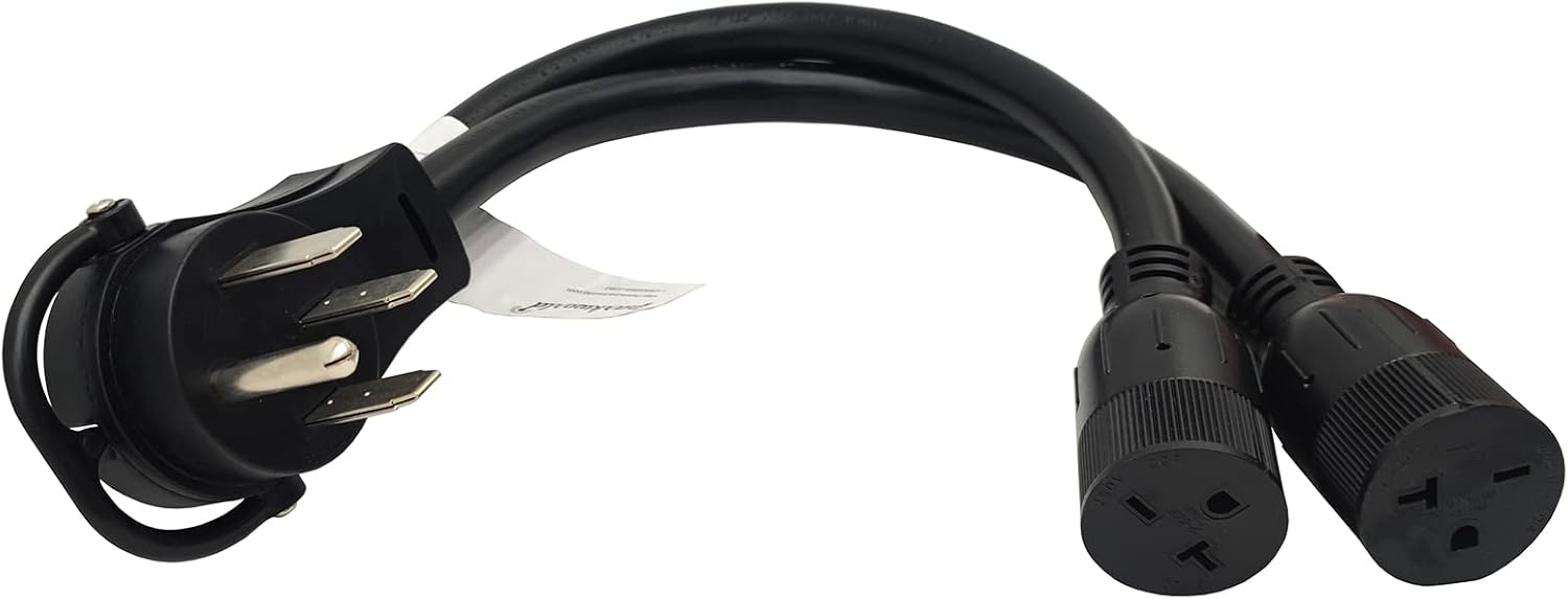 Parkworld 62596A 4-Prong RV Splitter, NEMA 14-50P to 6-20R (T-Blade Also for 6-15R) Dual Outlet (1.5 Feet)