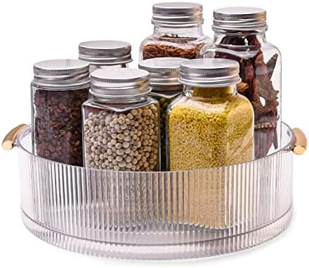 KULVGDA Lazy Susan Organizer,9 Inch Clear Plastic Lazy Susan Turntable for Cabinet Table Spice Rack,360 Degree Rotating Round Lazy Susans Makeup Organizer for Countertop,Pantry,Refrigerator, Bathroom