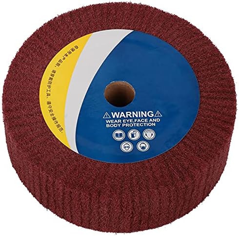 6inch Non-Woven Abrasive Grinding Flap Wheel Nylon Fiber Wheel Scouring Buffing Pad for Rotary Tool 2inch Thickness 240 Grit Red