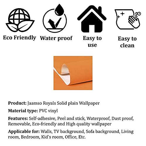 Image of Jaamso Royals Orange Plain matt Wallpaper - Self Adhesive, Water Proof, Peel and Stick Sticker (60 CMx 50 CM0 CM, Orange)