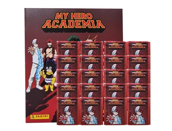 Panini My Hero Academia Sticker - 1 álbum de recortes + 20 bolsas de pegatinas (álbum de recortes, versión alemana)