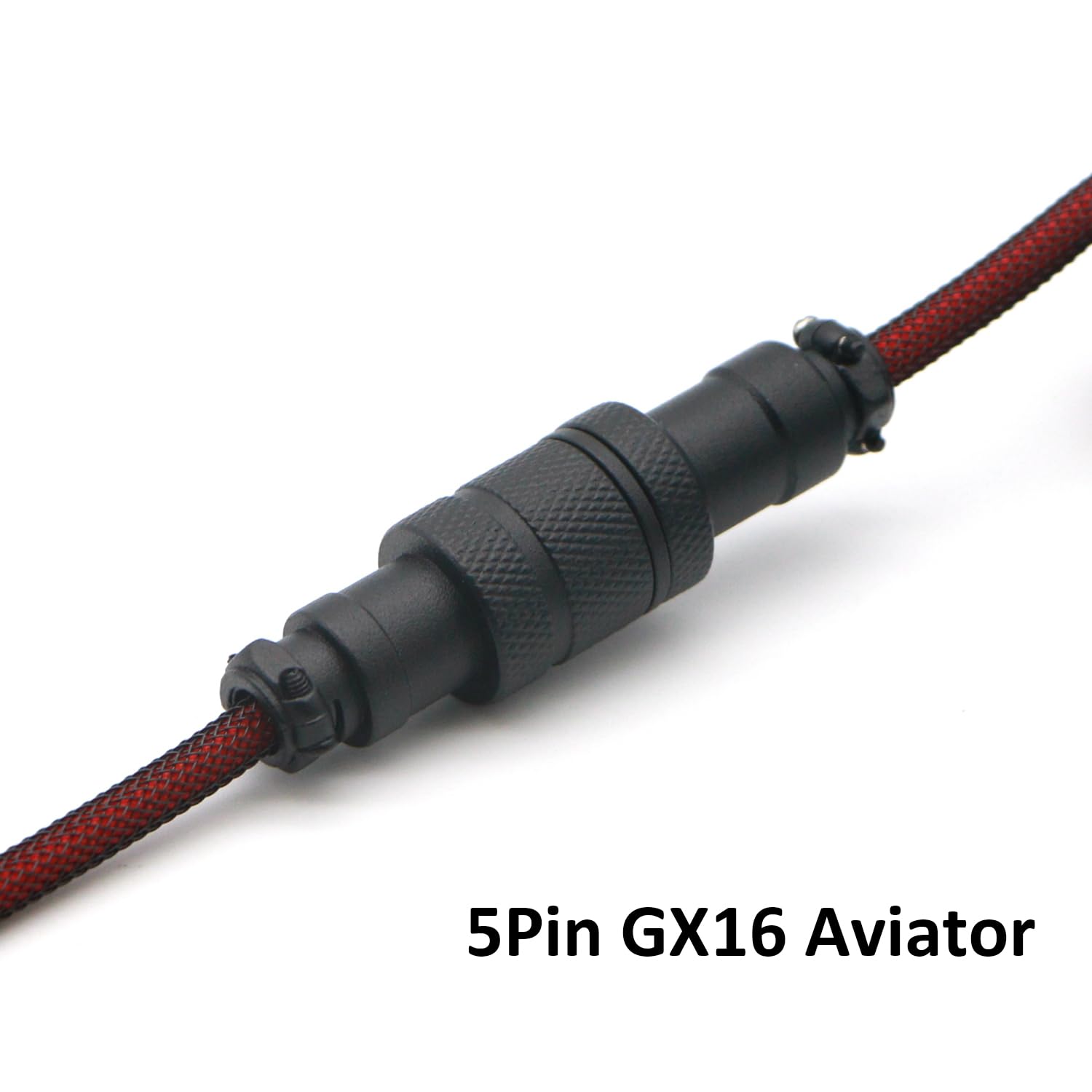 Cavo a spirale per tastiera meccanica a doppia manica con 5 pin GX16 Aviator, 1,2 m, USB A a USB tipo C (rosso scuro)