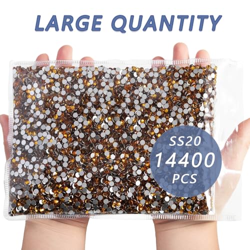 Image of Beadsland Flat Back Crystal Rhinestones Bulk, Topaz, SS20, 14400pcs