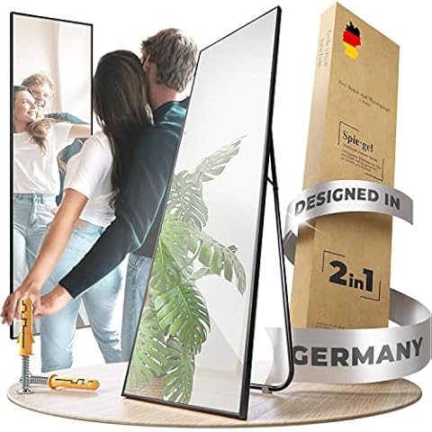 JOULISE Standspiegel & Wandspiegel mit Rahmen - dekorative Wandspiegel groß - Wandspiegel Ganzkörperspiegel - Full Body Mirror - Spiegel zum hinstellen - Spiegel Standspiegel - Flur Spiegel Wand Cover
