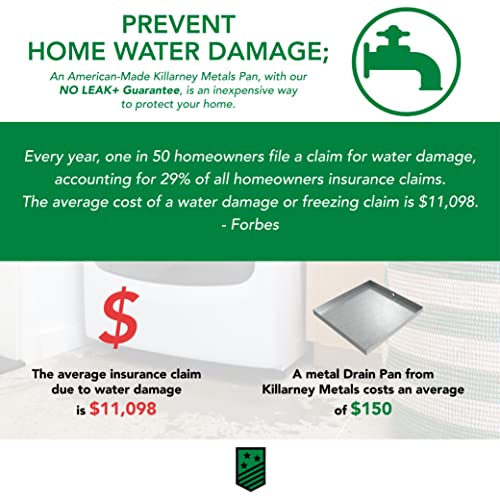 32" X 30" X 2.5" Stainless Washing Machine Drain Pan With Pvc Drain Fitting | Water Damage Prevention | No Leak | Made In The Usa | Welded Water Tight #TOP4