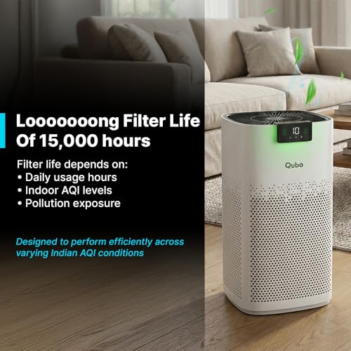 Image of Qubo Smart Air Purifier Q600 Filter for Home by Hero Group | 99.99% Allergen Removal | HEPA H13 | 9000 Hrs Filter Life | App & Voice Control | Energy Saving | Ultra-Quiet BLDC Motor