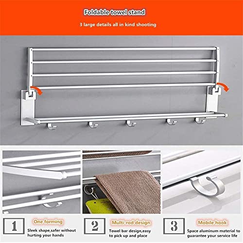 Barres de serviette double couche avec étagère pliable anti-rouille