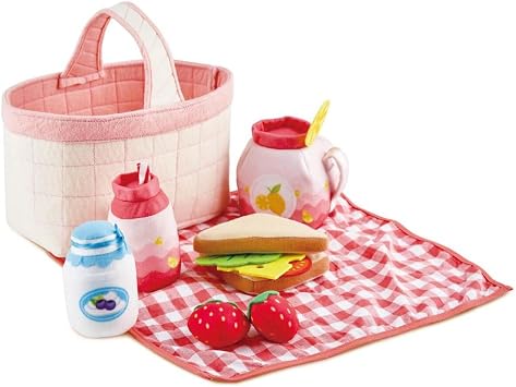Hape Picnic Playset| 12 PCs Soft Indoor and Outdoor Pretend Food Toy for Toddlers , Pink