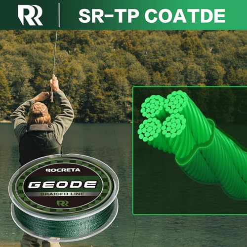 ROCRETA Geode Braided Fishing Line, Super Strong Power Braid Lines for Saltwater and Freshwater Fish 30lb, 500yds,Moss Green by ROCRETA - Used condition - Image 3