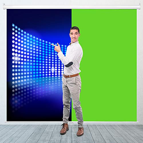 Khomo Gear Green Screen 84 X 84 Inch - Extra Large Pull Down Projector Green Screen Backdrop - Durable Height-Adjustable - Multiple Hanging Options - Portable Collapsible Roll Down Projector Screen #TOP5