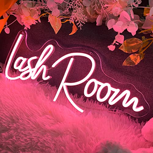 Image of Lash Room Neon Sign For Spa Beauty Room Nail Brows Lashed Salon Studio LED Wall Art Decor For Business Stores Logo Barber Shops Led Word Indoor Custom Neon Lights 5V USB Powered Peach Pink 40x14.55cm