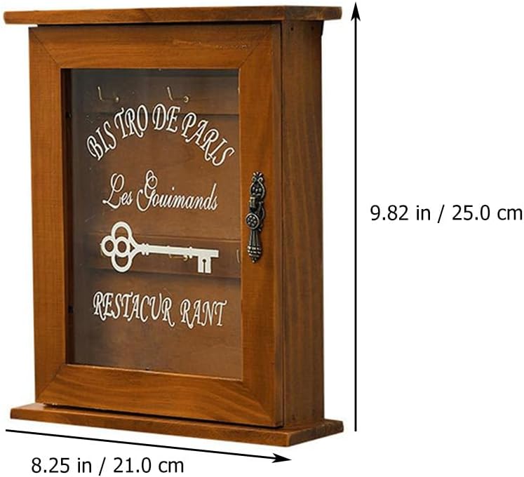 Veemoon Wooden Wall Mount Key Holder, Rustic Hanging Key Box Farmhouse Organizer Cabinet with 6 Hooks Entryway Hanger for Home Office Indoor Outdoor (Brown)