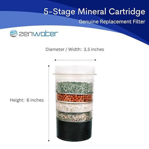 ZENWATER Genuine 5-Stage Mineral Cartridge Filter Replacement - Exclusively for Zen Water Countertop Gravity Filtration System - Clean and Mineral-Rich Hydration