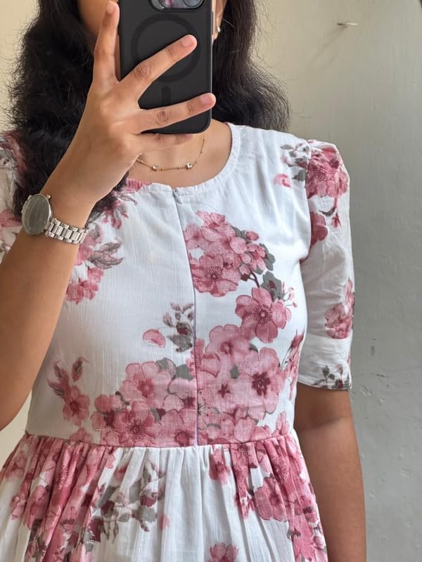 Image of Floral Midi Dress for Women - Summer Boho Dress, Lightweight & Breathable, Elegant Floral Print, Casual & Vacation Outfit, Comfortable Flowy Dress for Women