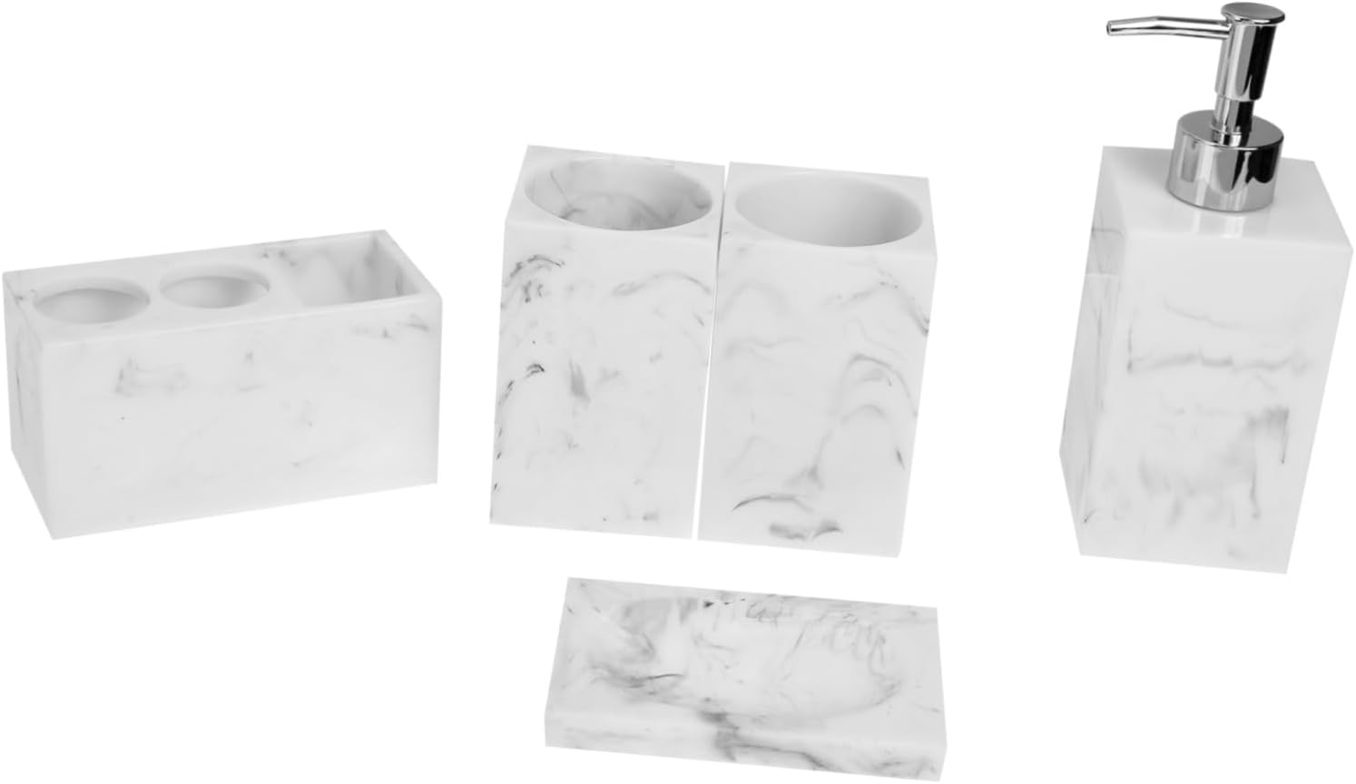 ABOOFAN Nordic Resin Bathroom Accessory with Soap Holder Emulsion Bottle Toothbrush Cup for Home Vanity Countertop Organization Compact and Easy Clean Sanitary Ware