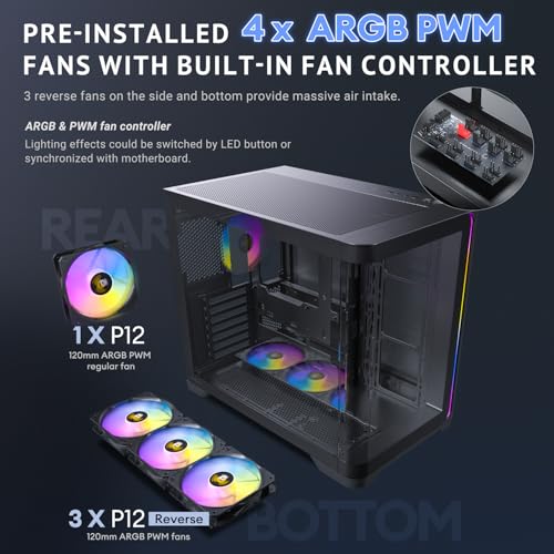 Image of Antec C5 Curve ARGB, Mid-Tower ATX PC Case, Curved Tempered Glass Front & Side Panels, 4 x 120mm ARGB PWM Fans Included, Supports Up to 10 Fans, 360mm Radiator Support, Type-C 3.2 Gen 2
