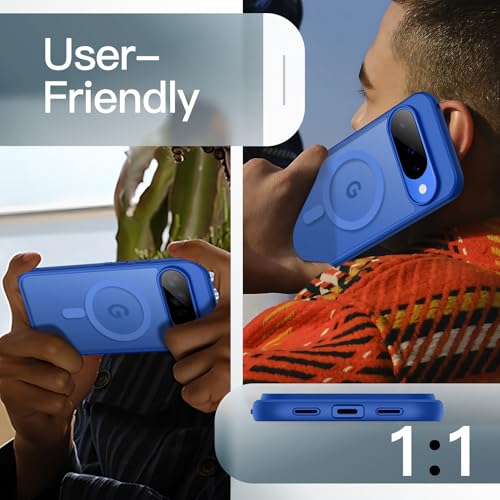 Image of JETech Magnetic Cover Case for Google Pixel 10 /10 Pro 2025, Compatible with MagSafe and Pixelsnap Charger, Translucent Matte Back Shockproof Phone Cover (Indigo)