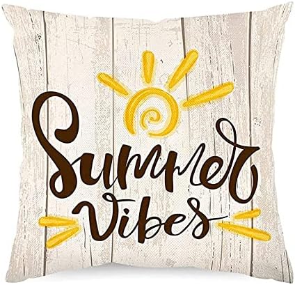 VIGVOG Decorative Waterproof Flower Cushion Covers Yellow Sunflower Spring Summer Throw Pillow Cover Farmhouse Pillowcase 45X45cm Pack of 4 for Garden Living Room Sofa Bench