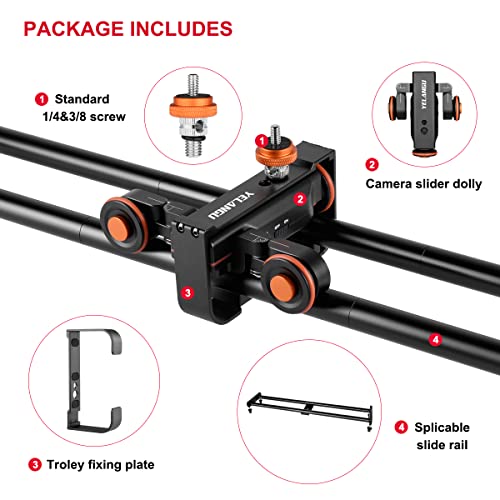 Yelangu Camera Dolly Motorized+Camera Slider Set, 3Speed Adjustable Wireless Electric Camera Car With 24”/62Cm Aluminum Alloy Track Rail And Remote, For Camera Camcorder Smartphone, Up To 6.6Lb/3Kg #TOP2