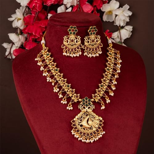Image of Sasitrends Classic Matte Gold Plated Necklace Set For Women