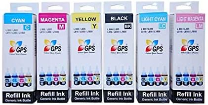 Flowjet #1 Rated Photo Quality Refill Ink Bottle Compatible with Epson L800 L1800 L805 L850 L810 Printer T673 for Amazing Good Professional Quality Printout, Set of 6 Colors.