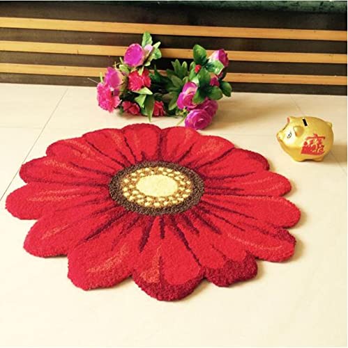 Tapete redondo de acrílico floral 65 cm rojo miniatura 2