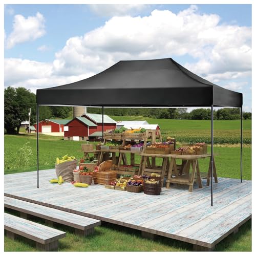 AMERICAN PHOENIX 10x15 Tent Pop Up Canopy Easy Portable Commercial Instant Canopies Outdoor Market Shelter (Black, 10'x15' (Black Frame))