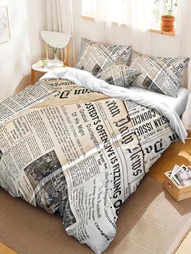 Housse couette imprimée journal en microfibre respirante avec ses 2 taies d'oreiller - 3
