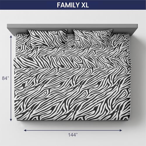 Image of SGI Bedding 144 inchx84 inch 4 Pc Family XL Sheet Set 600 TC 12 inch Deep, Zebra Print