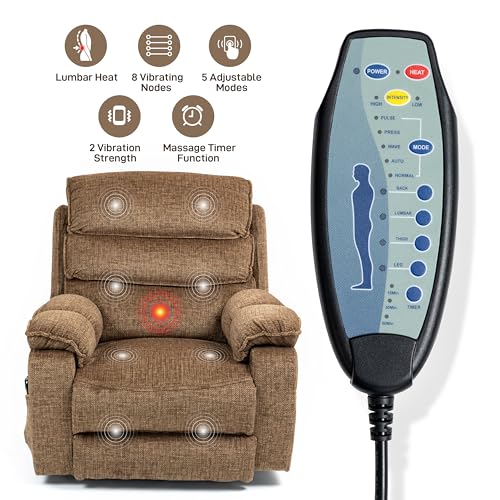 27in Extra Wide Power Lift Recliner Chair for Big Tall with Extended Footrest Heat Massage, Oversized Electric Lift Recliner Chairs for Adults Elderly Seniors, Arm Storage & Cup Holders