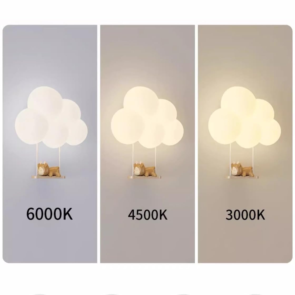 Apliques De Pared Para Dormitorios Niñas Nube Apliques De Pared Para Guardería Animal Lindo Dibujos Animados Pantalla De Leche Blanca Aplique De Pared Lámpara LED Regulable Montada En La Pared