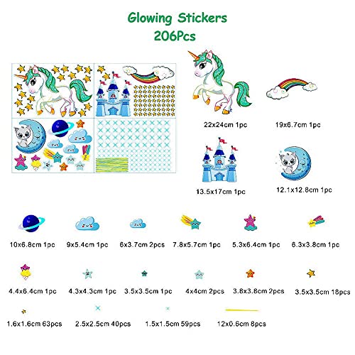 SOARFLY Adesivi da Parete Fluorescenti Unicorno